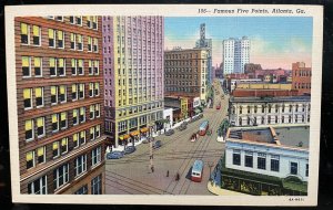 Vintage Postcard 1938 Famous Five Points, Atlanta, Georgia (GA)