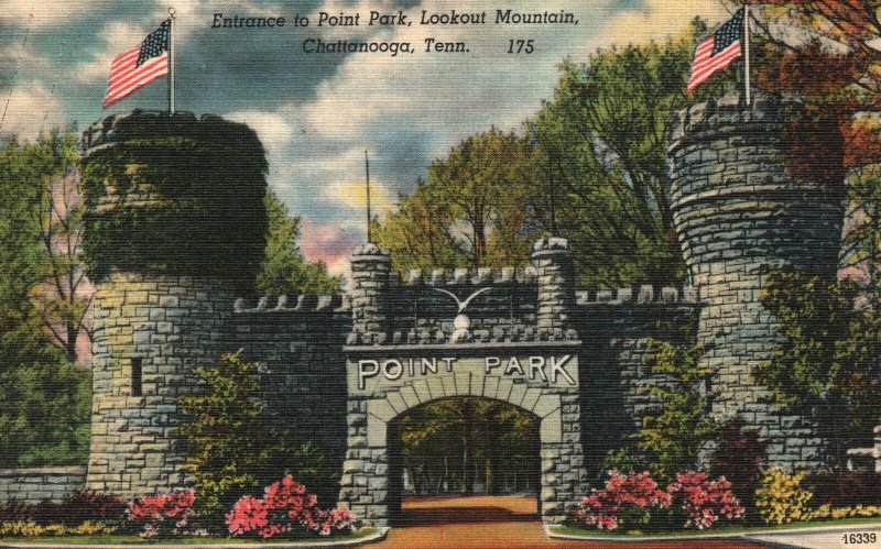 Vintage Postcard 1949 Entrance To Point Park Lookout Mountain Chattanooga TN