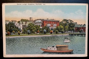 Vintage Postcard 1907-1915 Sarah Leigh Hospital from the Water, Norfolk VA