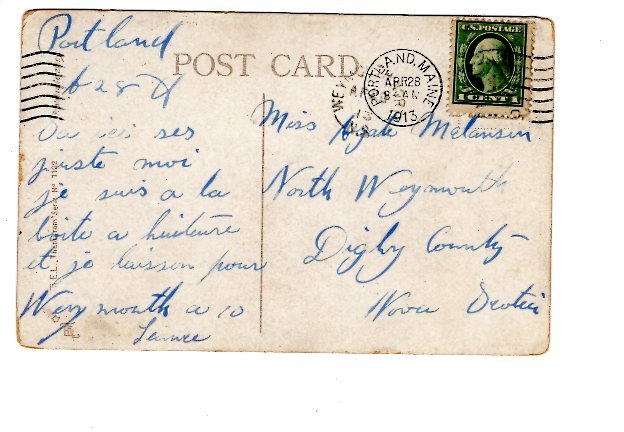 For my Rebecca, Man Mailing Postcard, First Name, Used 1913
