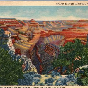 c1940s Grand Canyon, AZ Look To Vishnu Temple PC Fred Harvey from Duck Rock A292