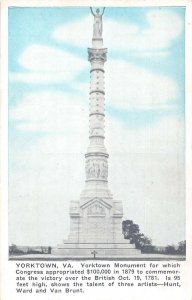 Yorktown Virginia Monument Vintage Postcard AA43221