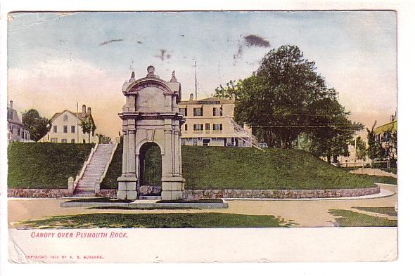 Canopy Over Plymouth Rock, Massachusetts, A S Burbank, Flag Cancel