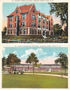 UTICA, NY New York  KNIGHT TEMPLAR BLDG & BOYS DORM  Masonic Home  TWO Postcards