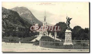 Postcard Old Large Format Lourdes L & # 39Esplanade and Basilica 25 * 14.5 cm