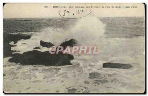 Old Postcard Roscoff Sea furious breakers to Vlle Batz