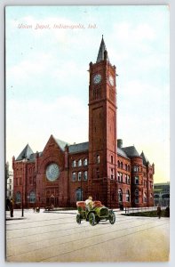 Indianapolis~16-Petal Rose Window~c1910 Vintage Car~Clocktower~Union Train Depot