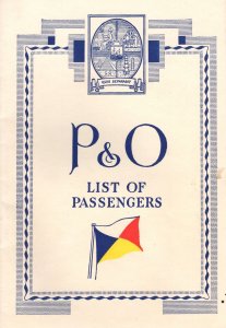 SS Ranchi P&O List Of Passengers Ship Old 1938 Log Book