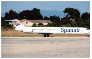 Spanair Douglas DC9 83 at Palma de Mallorca 1988 Airplane Postcard