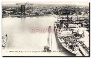 Old Postcard Saint Nazaire One of our biggest transatlantic in the boat basin