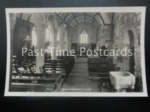 c1918 RPPC - Landewednack Church - Interior and Font