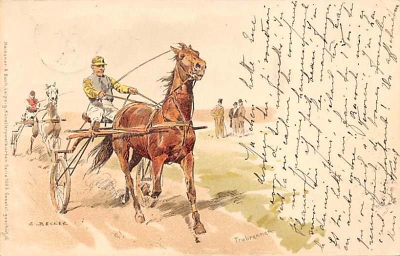 Artist C. Becker, Horse Racing, Trotters, 1918 