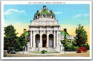 Vtg Winchester Virginia VA Handley Library 1930s View Old Unused Postcard