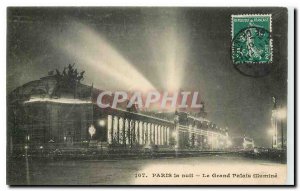 Old Postcard Paris the night the great palace illuminated