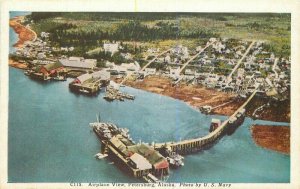 Airplane View Petersburg Alaska US Navy HTTCO 1920s Postcard 7326