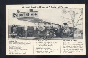 A CENTRUY OF PROGRESS 1933 1934 CHICAGO WORLDS FAIR BURLINGTON RAILROAD POSTCARD