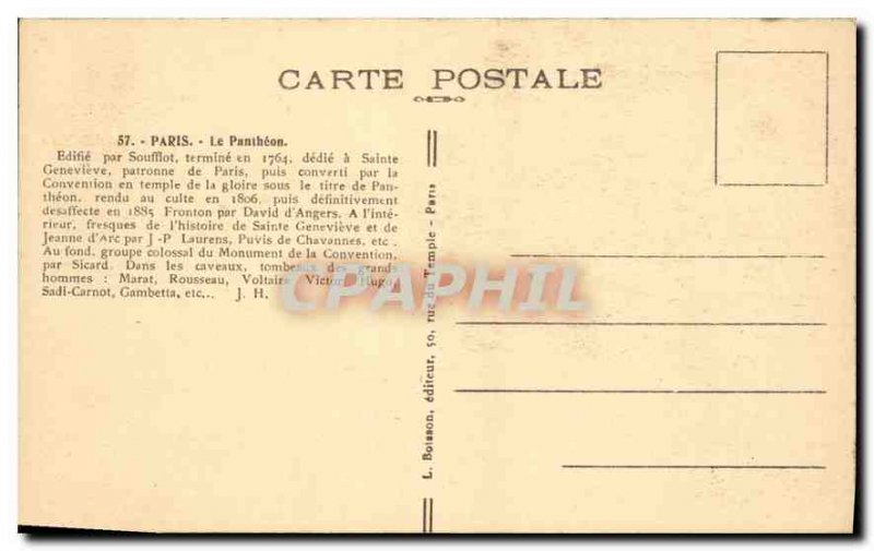 Postcard Old Paris Pantheon