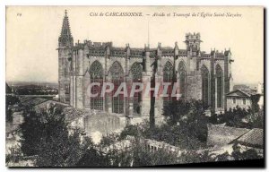 Old Postcard Cite Carcassonne apse and transept of the church Saint Nazaire