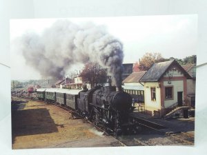 Steam Locomotive 424009 Leavong Tapolca Station Budapest Hungary Vtg Postcard