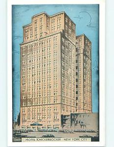 Unused 1950's OLD CARS & KNICKERBOCKER HOTEL Manhattan New York NY Q6681