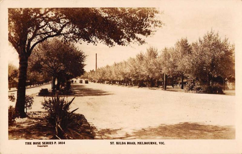 Melbourne Australia birds eye view St Kilda Road real photo pc Z21025