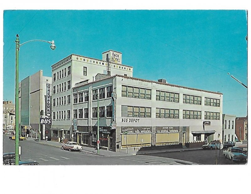 Knox Hotel and Greyhound Bus Station El Paso Texas 1950s