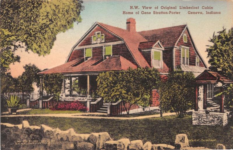 GENEVA IND LIMBERLOST CABIN~STRATTON-PORTER CABIN~ALBERTYPE HC POSTCARD 1910s