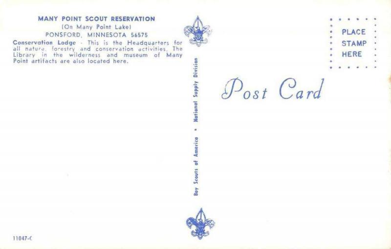 Ponsford Minnesota Many Point Scout Reservation Vintage Postcard JD933435