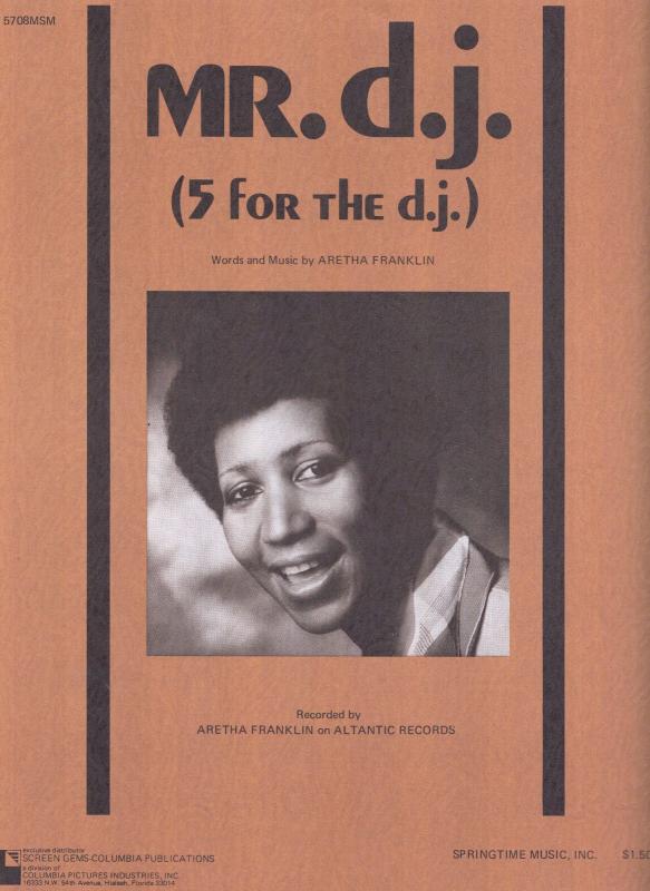 Aretha Franklin 5 For The DJ Mr DJ Rare XL Piano Sheet Music