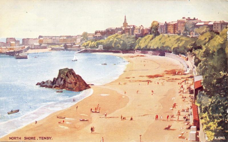 TENBY WALES UK~ARTIST EDWARD HAILEY WATER COLOUR~LOT OF 4 POSTCARDS