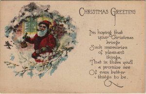 Christmas greetings 1923 United States drawn Father Christmas postcard