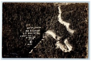 c1920's Aerial View Big S Curve US 50 Loar Grafton WV RPPC Photo Postcard