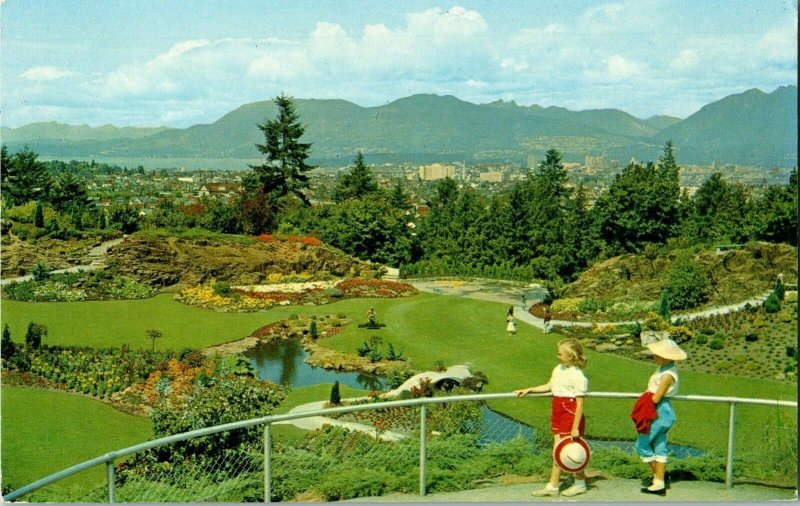 City Sunken Gardens Queen Elizabeth Park Vancouver British Columbia Postcard Vtg 