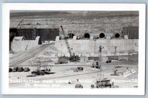 Pickstown SD Postcard RPPC Construction Flood Control Spillway Ft. Randall Dam