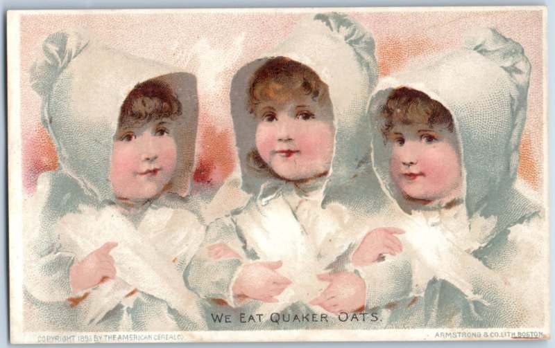 1893 Quaker Oats Adorable Girls Victorian Trade Card P204