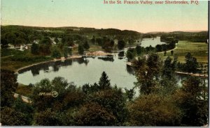 View Overlooking the St. Francis Valley Near Sherbrooke PQ Vintage Postcard D38