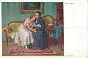 Artist Signed Carl Zewy Die Beichte The Confession Vintage Postcard 07.08