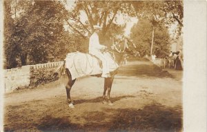 1920s RPPC Real Photo Postcard Fashionable Man on Decorated Horse