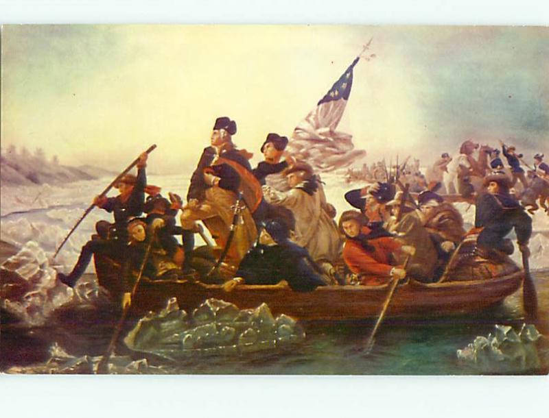 Washington Crossing the Delaware Painting Emanuel Leutze Swedis  Postcard # 6012