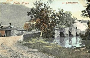 WINDERMERE CUMBRIA ENGLAND~NEWBY BRIDGE & SIGNPOST~POSTCARD