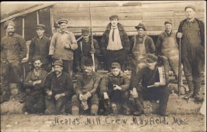 Mayfield Maine Heald's Mill Crew Lumberjacks Logging Tools Saws CRISP RPPC