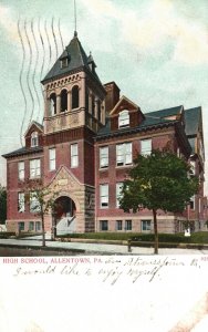 Vintage Postcard 1906 View of High School Building Allentown Pennsylvania PA