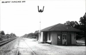 Purvis MS Depot RR Train Station 1975 Real Photo Postcard