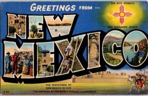 1940s Large Letter Greetings from New Mexico Postcard