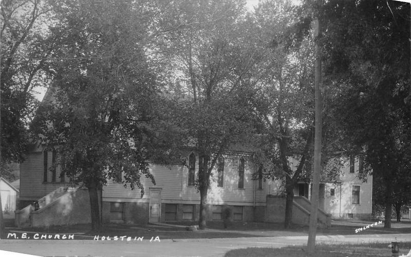 Holstein Iowa~Methodist Episcopal ME Church~Shade Trees~1927 Real Photo~RPPC 