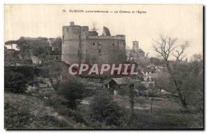 Old Postcard Clisson Chateau and Church