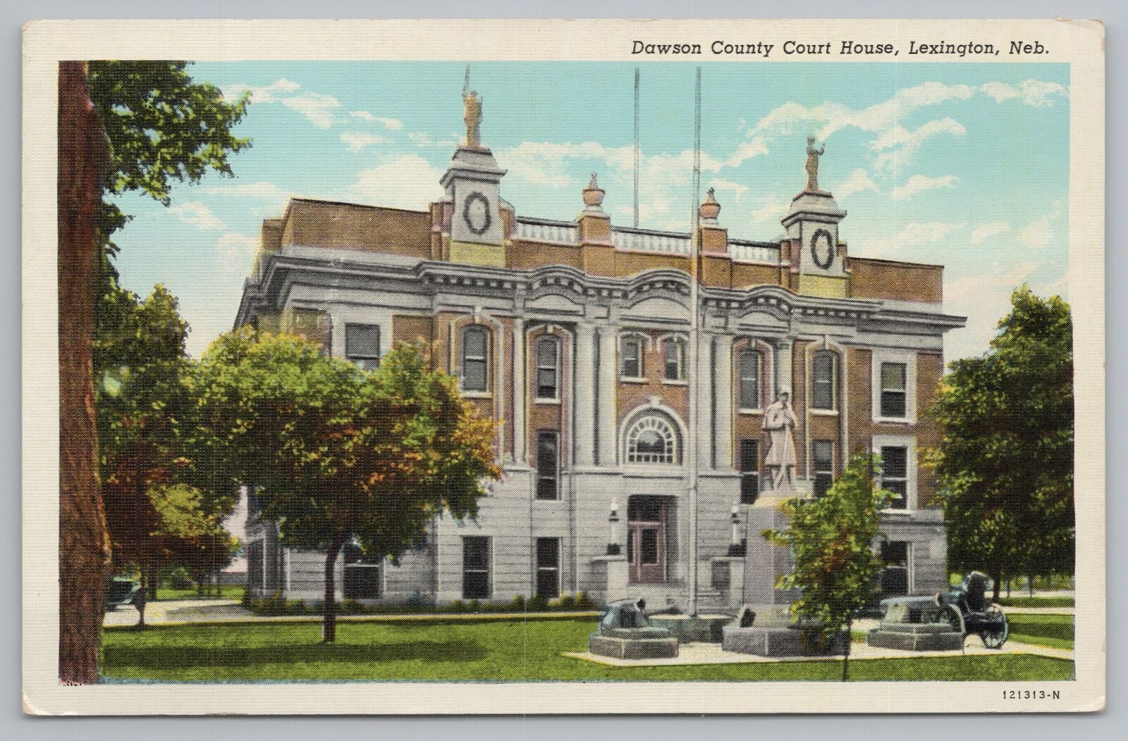 Lexington NebraskaDawson County CourthouseMonumentVintage Postcard