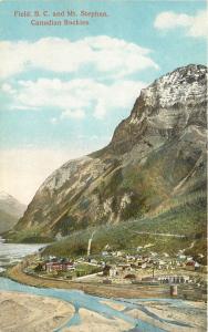 Postcard Field B.C. and Mt. Stephen Canadian Rockies Kicking Horse River Valley