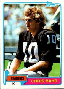 1981 Topps Football Card Chris Bahr Oakland Raiders sk10403
