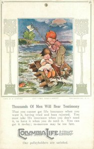 Postcard 1912 Columbia life children fishing advertising private 23-8915